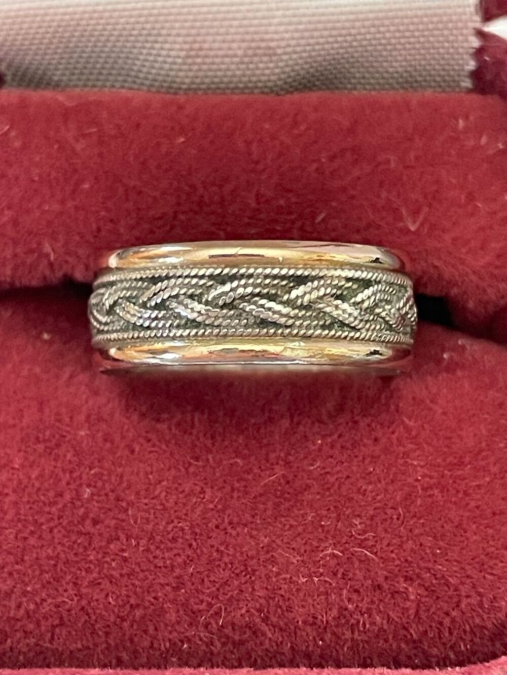 Vintage Silver Braided Multi Strand Rope Wide Unisex Wedding Band Ring Size 8